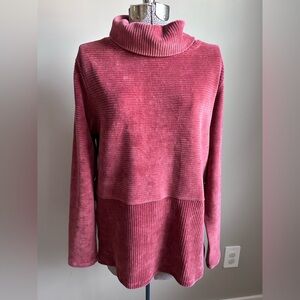 Organic cotton blend soft textured Women's rose Pink Turtleneck Sweater comfort